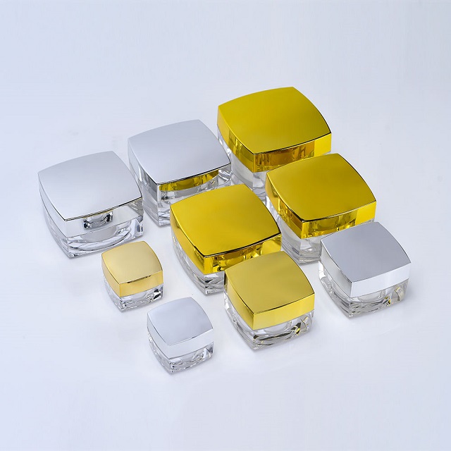 Luxury square Empty Plastic clear Jar