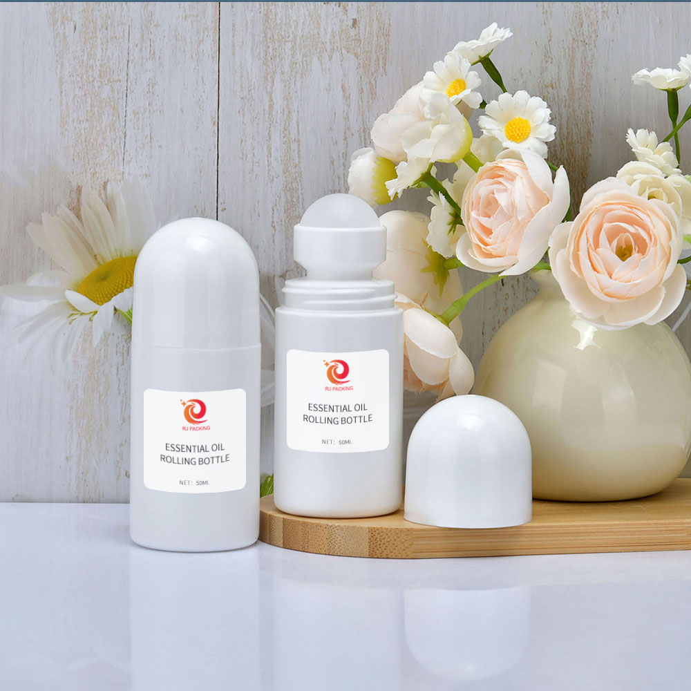 Luxury Plastic Empty Round 50ml Oil Roller Ball Deodorant Container Packaging Roll on Deodorant Bottle