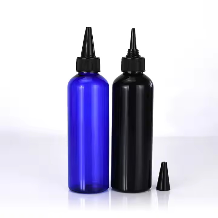 Private Label Customization 3oz 4oz 5oz 8oz 12 oz clear Amber PET Plastic Twist Top Cap Squeeze Applicator Hair Oil Bottle
