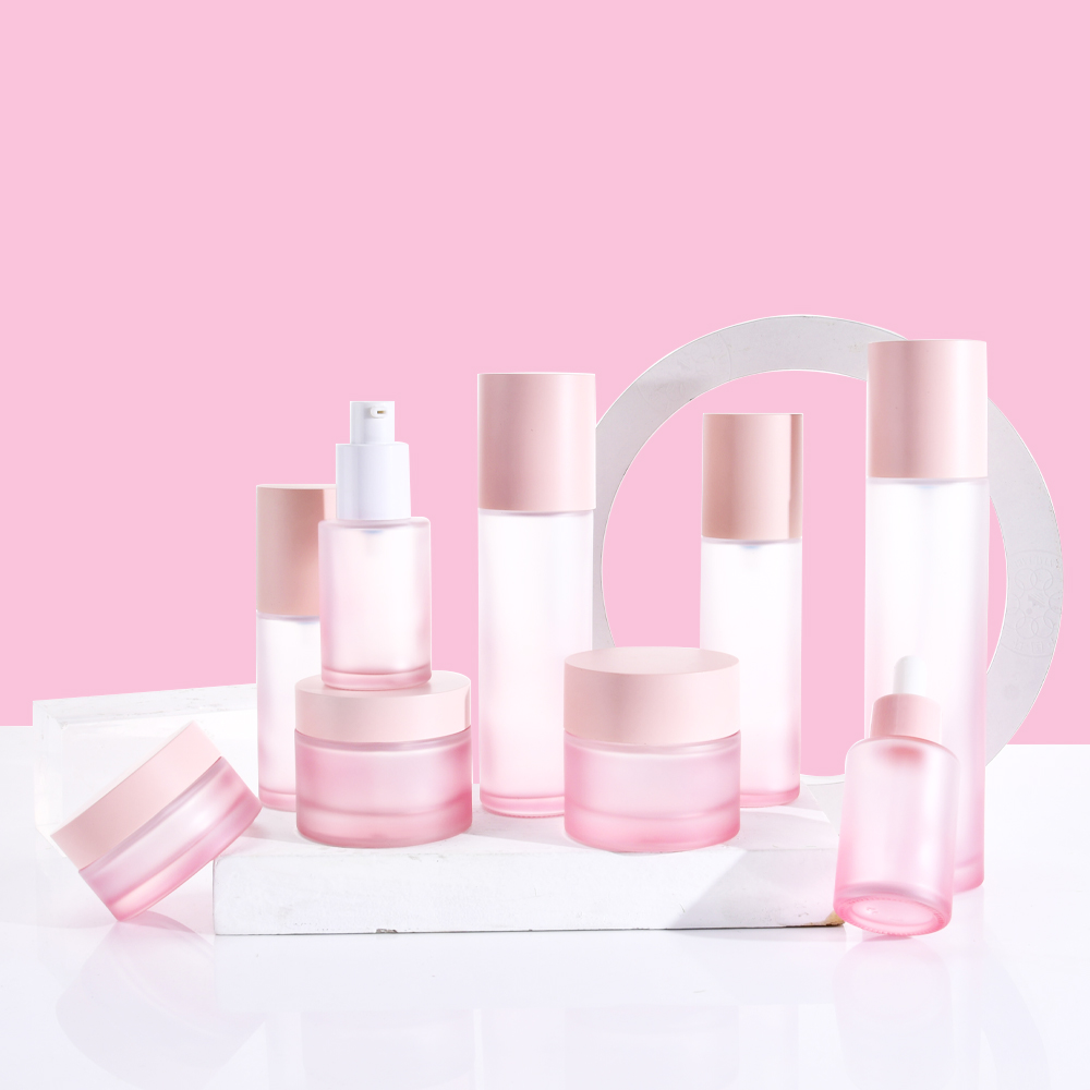 Glass Skincare Serum Oil Lotion Pump Dropper Bottle Set