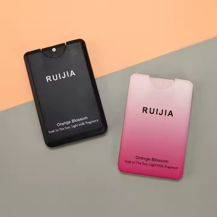 Mini Black White Red 20ml Hand Sanitizer Pocket Perfume Credit Card Spray Bottle with Custom logo