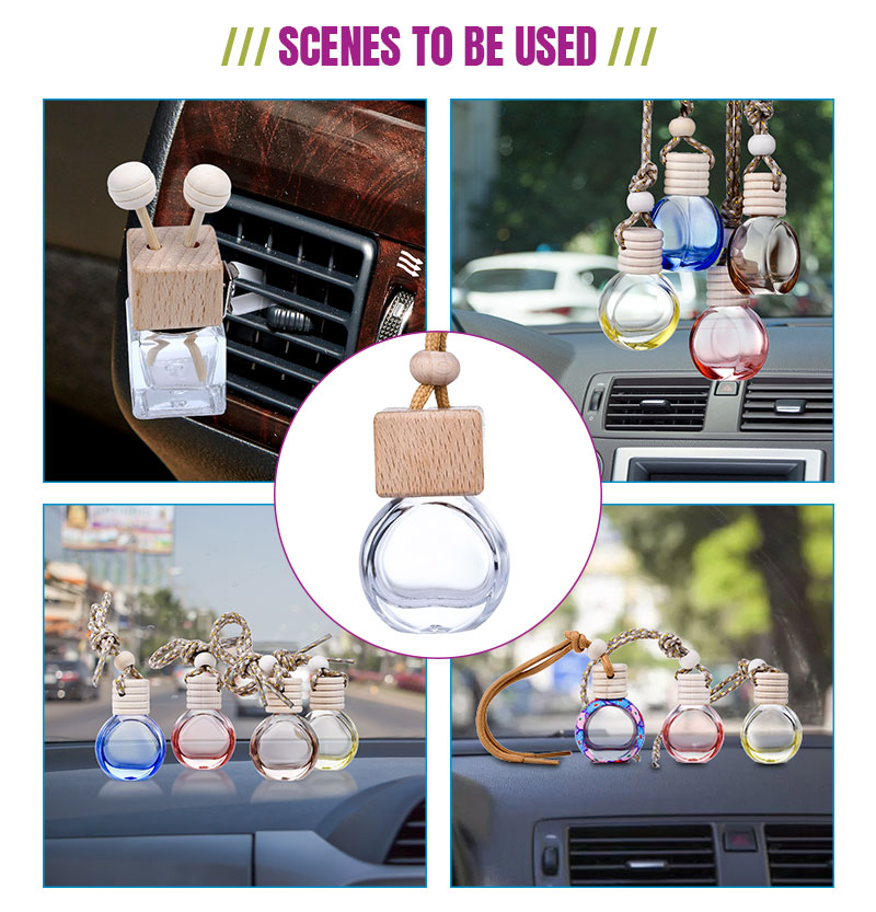 Hanging Car Air Freshener Car Diffuser Bottle Empty Glass Perfume Bottles Air Freshener Diffuser Bottle