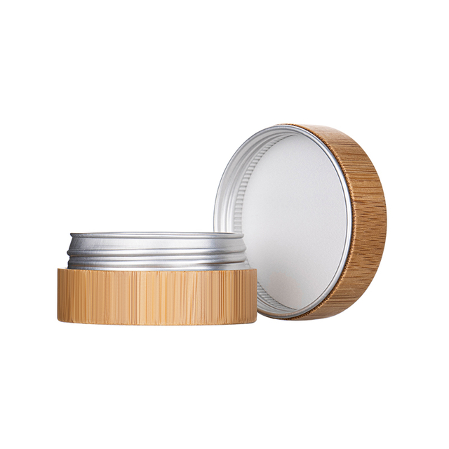 Natural Cosmetic Bamboo Container 5g 15g 30g 50g 100g 150g Aluminum Inner Cream Jar with Wooden Cap