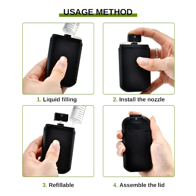 Plastic Black 20Ml Refill Perfume Bottle Credit Card Atomizer Spray Bottle