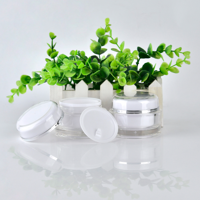 5g 15g 30g 50g Acrylic Cream Container Empty Clear Round Double Wall Plastic Eye Face Cream Jar Skincare Cosmetic Package