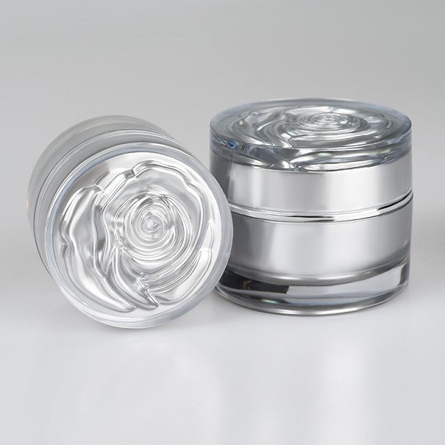 Empty Golden Pink White Acrylic Jar
