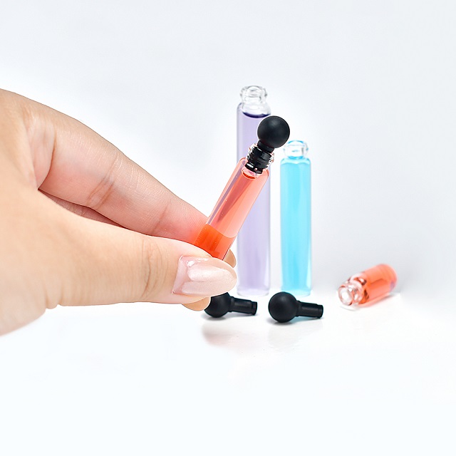 Custom 0.5ml 1ml 2ml 3ml Ball Stopper Mini Glass Tube Vial Perfume Sample Test Tube Bottle With Ball Stopper