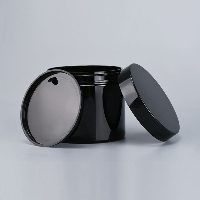 Custom Round Black Plastic Jars
