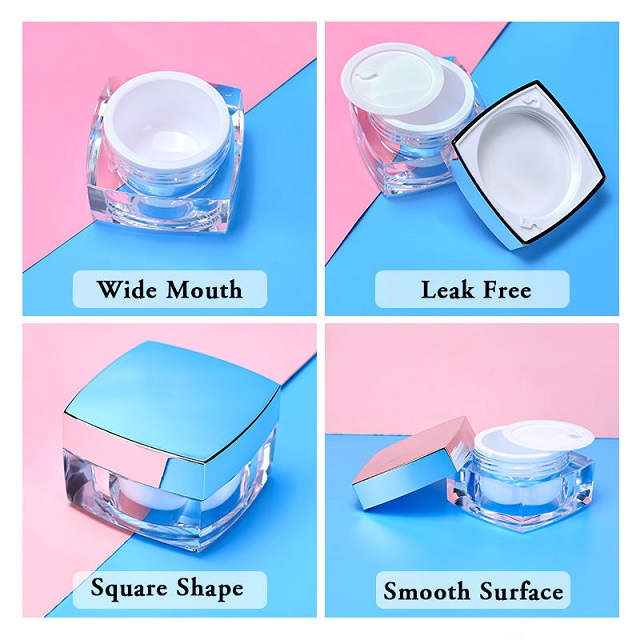 Luxury square Empty Plastic clear Jar