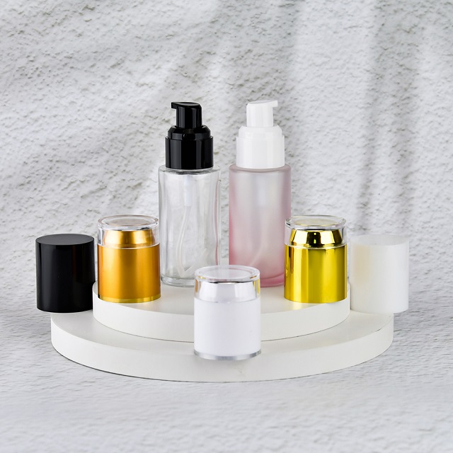 Frosted clear Glass Bottle With Pump