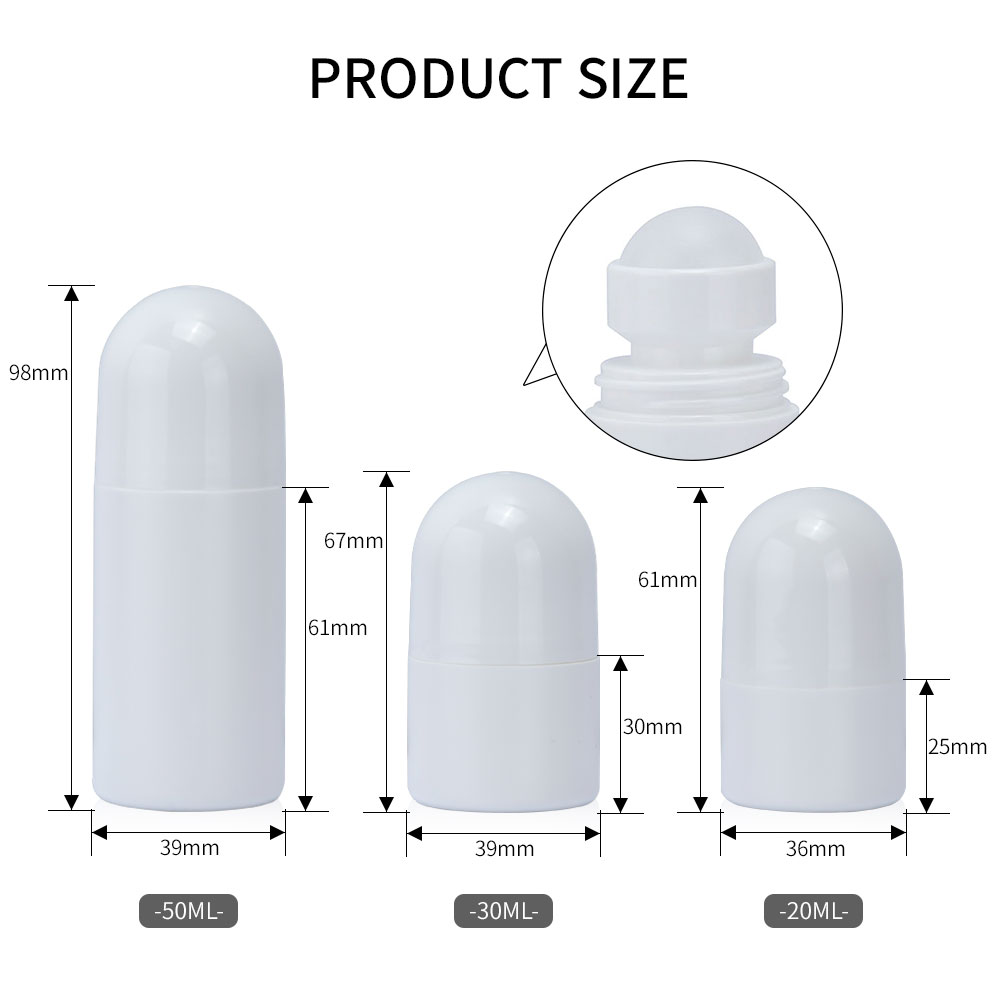 Luxury Plastic Empty Round 50ml Oil Roller Ball Deodorant Container Packaging Roll on Deodorant Bottle