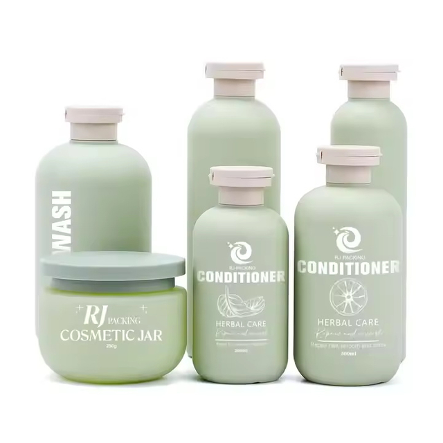 Custom Eco Friendly HDPE 250ml 300ml 400ml 16oz Green Squeeze Plastic Shampoo Bottle 8oz Body Lotion Jar