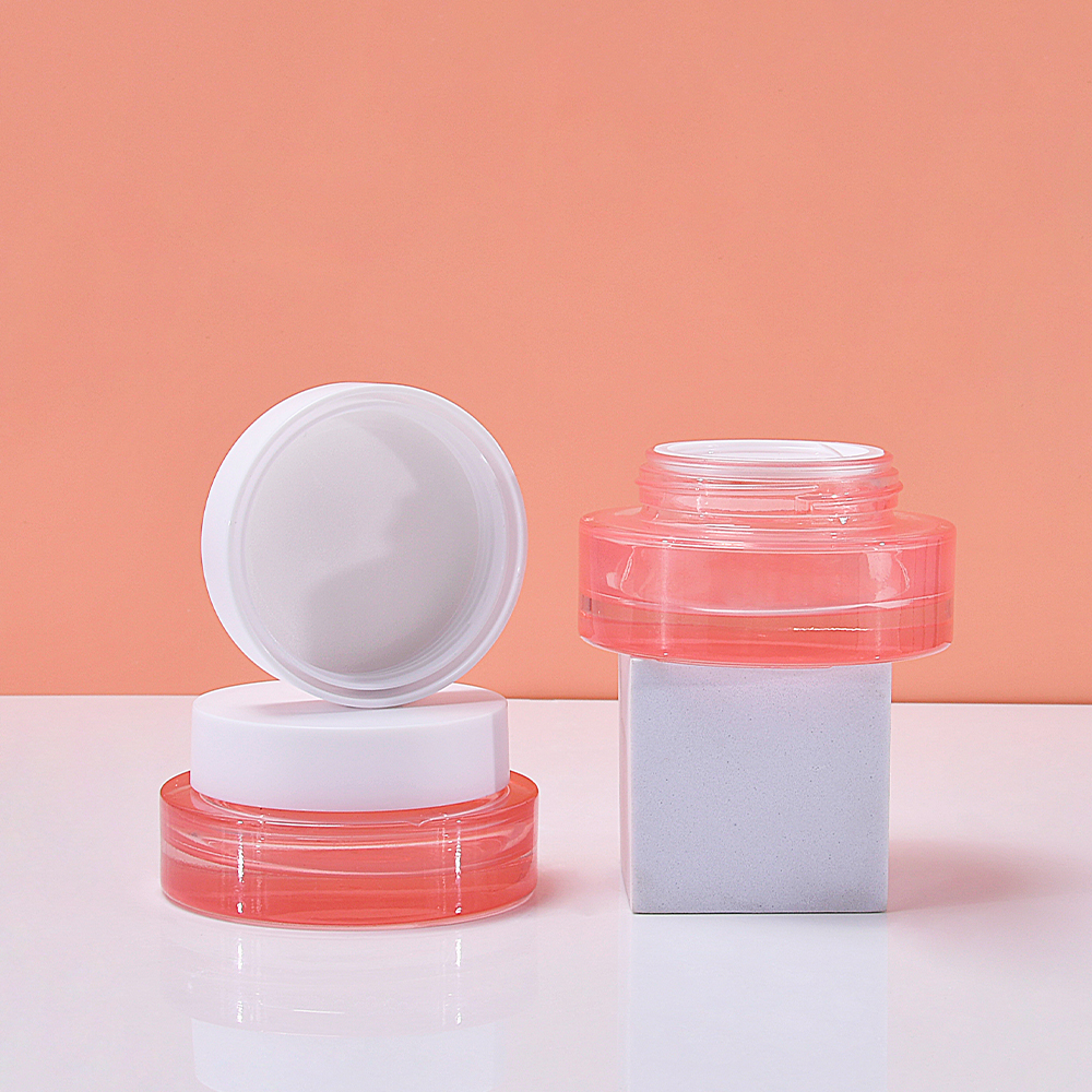 Cosmetic 30g 50g Pink Glass Cream Jar 30ml 50ml 100ml Pink Glass Bottle for Skin Care Foundations Serums Cream