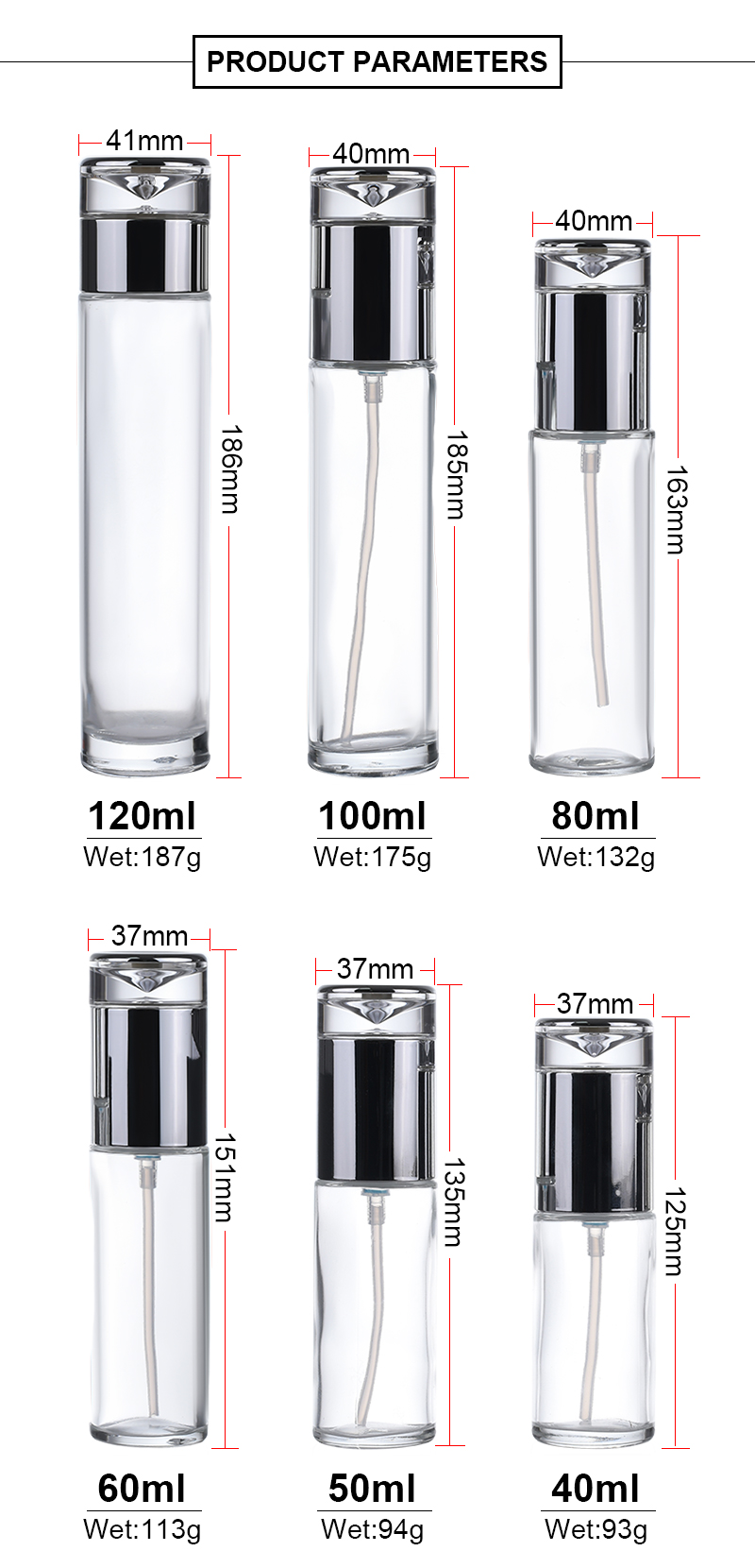 Cosmetic Packaging clear Glass Skin Care Lotion Serum Pump Bottles and Glass Cream Jar Containers