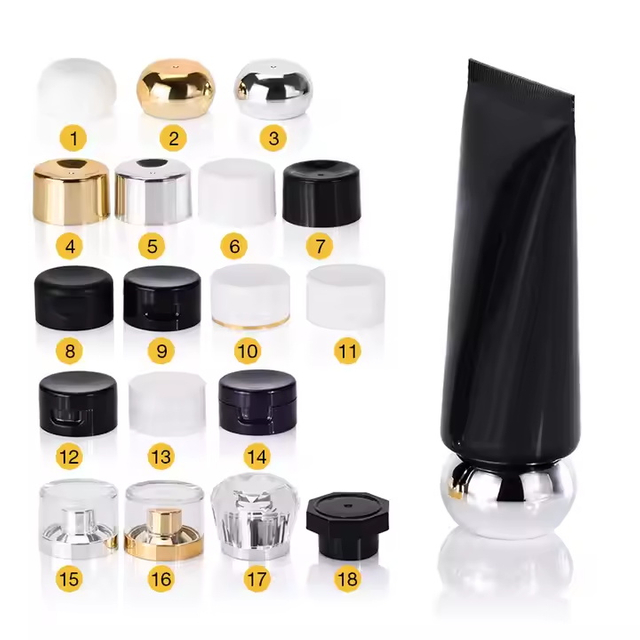 Luxury 30ml 50ml 100ml 150ml White Black Cosmetic Packaging Empty Cream Lotion Plastic Pe Soft Tube With Gold Screw Cap