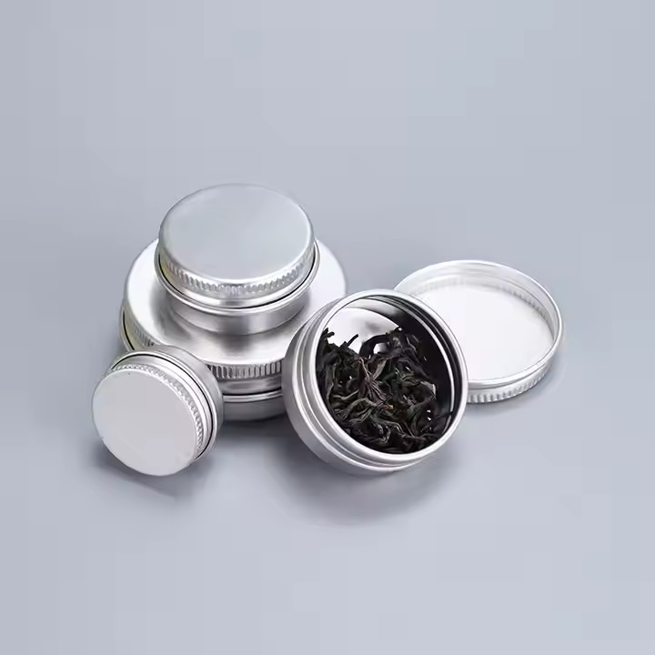 Wholesale Custom Packaging Metal Storage Container 10g 30g 50g Silver Aluminum Cosmetic Tin Jar for Cream