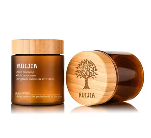 50ml 150ml 250ml 500ml Cosmetic Packaging Empty clear Amber Body Butter Scrub PET Plastic Cream Jar with Bamboo Lid