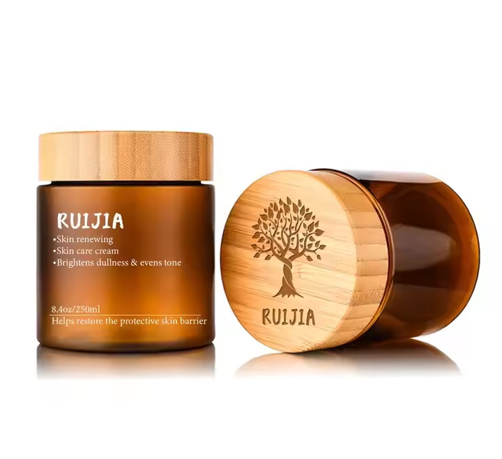 50ml 150ml 250ml 500ml Cosmetic Packaging Empty clear Amber Body Butter Scrub PET Plastic Cream Jar with Bamboo Lid