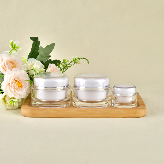 5g 15g 30g 50g Acrylic Cream Container Empty Clear Round Double Wall Plastic Eye Face Cream Jar Skincare Cosmetic Package