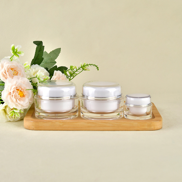 5g 15g 30g 50g Acrylic Cream Container Empty Clear Round Double Wall Plastic Eye Face Cream Jar Skincare Cosmetic Package