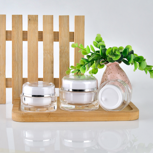 5g 15g 30g 50g Acrylic Cream Container Empty Clear Round Double Wall Plastic Eye Face Cream Jar Skincare Cosmetic Package
