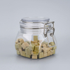 Food Grade Kitchen Clear Storage Pet Plastic Unique Cookie Empty Sealed Honey Jam Clip Top Jars With Metal Clip Lid Mason Jars