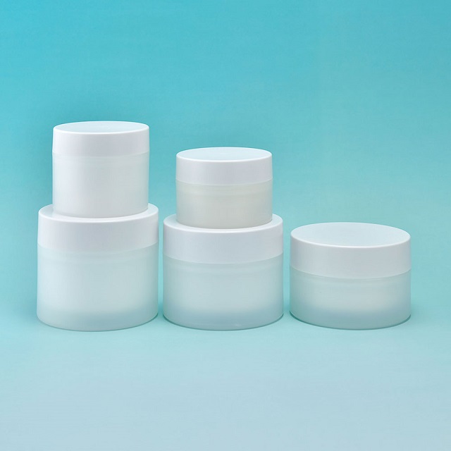 Frosted Clear Glass Cosmetic Jar