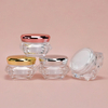 Rose Gold Top Cover Diamond-shape Body Double Layer Acrylic Cosmetic Packaging Container Plastic Cream Jar