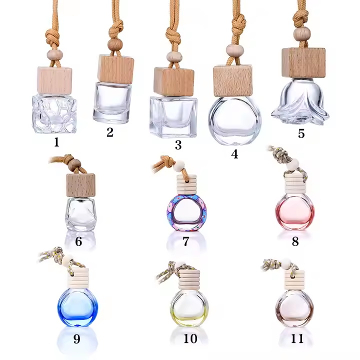 Hanging Car Air Freshener Car Diffuser Bottle Empty Glass Perfume Bottles Air Freshener Diffuser Bottle