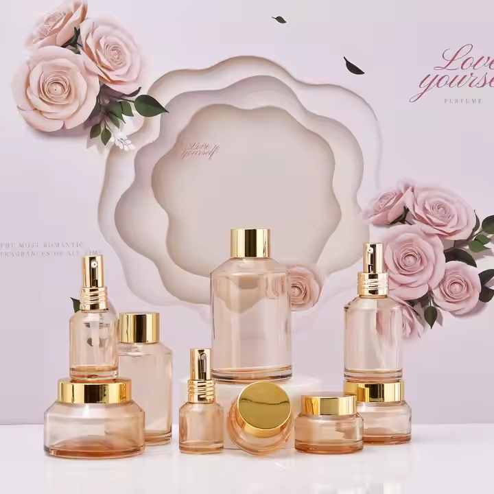 Luxury Oblique Glass Jar 15ml-200ml Range for Cosmetic Products Face Cream Toner Essence Lotion Bottles