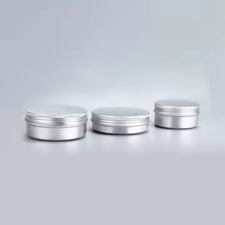 Wholesale Custom Packaging Metal Storage Container 10g 30g 50g Silver Aluminum Cosmetic Tin Jar for Cream