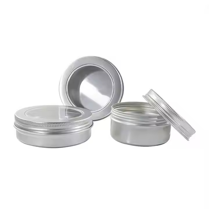 Inside Visible 60ml 80ml 100ml 150ml Empty Metal Can Container Aluminum Tin Jar With Clear Window