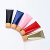 Empty Cosmetic Cream Container 50ml 60ml 80ml 100ml 120ml 150ml White Black Soft Squeeze Plastic Tube with Natural Bamboo Lid