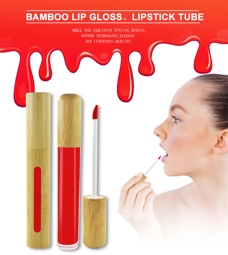 Eco-friendly Cosmetic Packaging 5ml 8ml 10ml 15ml Bamboo Lip Gloss Tube with Brush
