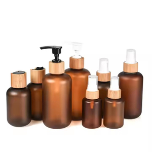 100ml 150ml 250ml 500ml 8oz Cosmetic Packaging Container Body Shampoo Pet Plastic Bottle with Bamboo Lid