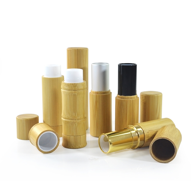 Natural Empty Gift Golden Silver Cosmetic Make up 3g 5g Bamboo Lipstick Lip Balm Tube Bamboo Lip Gloss Tube