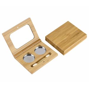 Bamboo Empty Eye Shadow Case Box Double Grid Magnetic Eyeshadow Makeup Palette Cosmetics Organizer Container with Brush