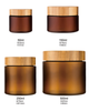 Natural Frosted Amber clear Pet Plastic Body Butter Cosmetic Cream Jar with Bamboo Lid