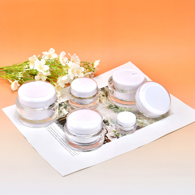 5g 15g 30g 50g Acrylic Cream Container Empty Clear Round Double Wall Plastic Eye Face Cream Jar Skincare Cosmetic Package