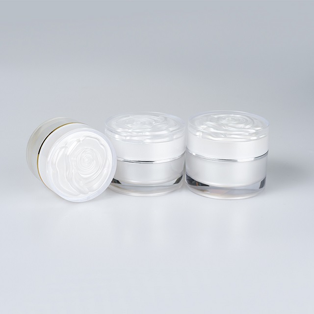 Empty Golden Pink White Acrylic Jar