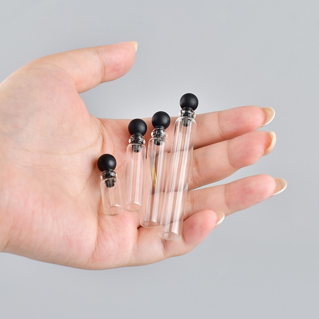 Custom 0.5ml 1ml 2ml 3ml Ball Stopper Mini Glass Tube Vial Perfume Sample Test Tube Bottle With Ball Stopper