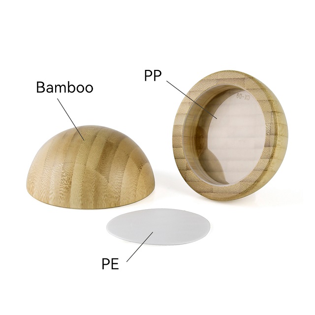 Amber PET Plastic Cream Jar with Bamboo Lid