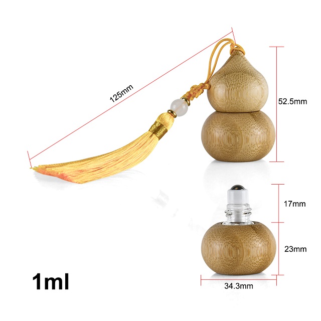 Chinese Style 1ml 2ml 5ml Bamboo Essential Oil Roller on Bottle Repackaging Empty Perfume Bottle with Tassel
