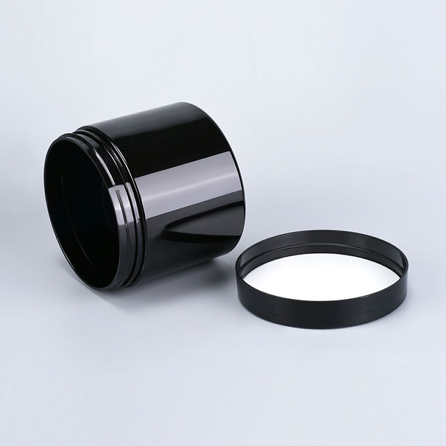 Custom Round Black Plastic Jars
