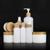 100ml 150ml 250ml 500ml 8oz Cosmetic Packaging Container Body Shampoo Pet Plastic Bottle With Bamboo Lid