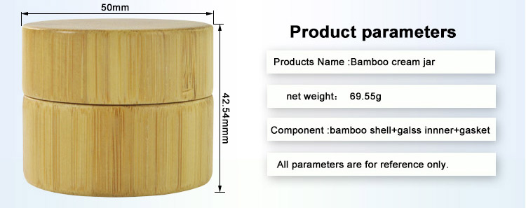 Wholesale Engraved Bamboo Cosmetic Cream Jars 5g-100g Glass Containers with Inner Glass for Creams Wholesale Cosmetic Storage