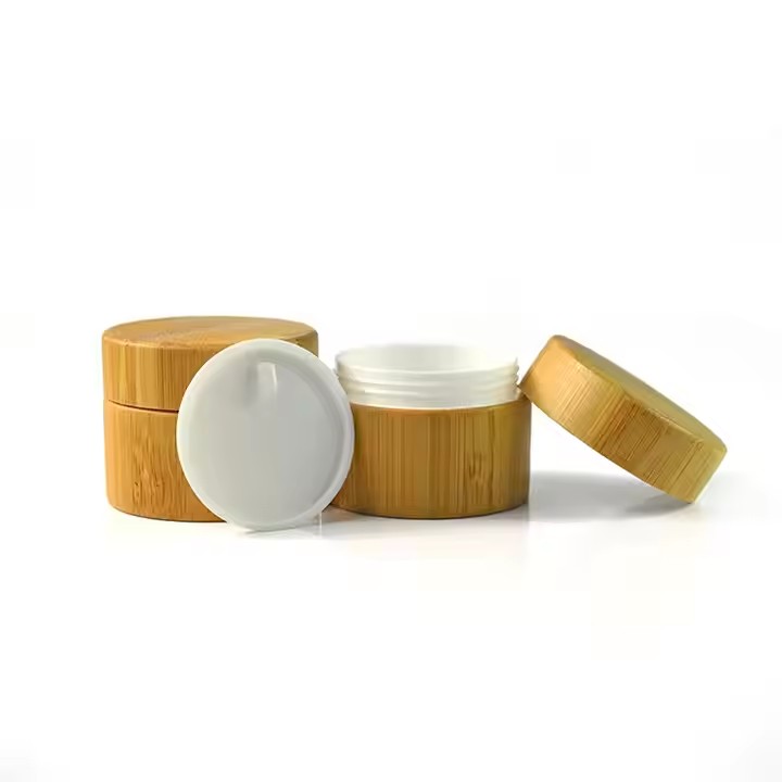 Environmental Cream Cosmetic Jar 5g 15g 30g 50g 100g Bamboo Wooden Container Jar with Inner Plastic