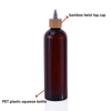Free Samples 60ml 120ml 150ml 250ml Clear Amber Squeeze Plastic Paint Ink Hair Oil Applicator Bottle with Bamboo Twist Top Cap