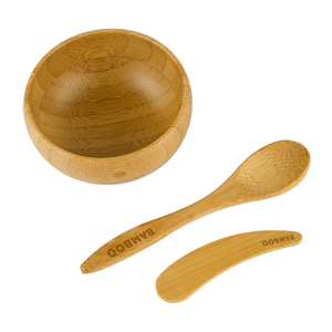 Eco Friendly Customization Bamboo Bowl Cute Mini Facial Skin Care Bamboo Face Facicl Bowl with Spoon