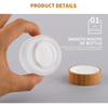 Hot sale cosmetic face cream container 5ml 15ml 30ml 50ml 100ml frosted clear glass jar with bamboo wood lid